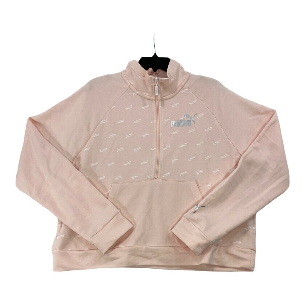 PUMA Women Sweatshirt Half Zip Active Pullover Long Sleeve  Rosewater - Picture 3 of 7